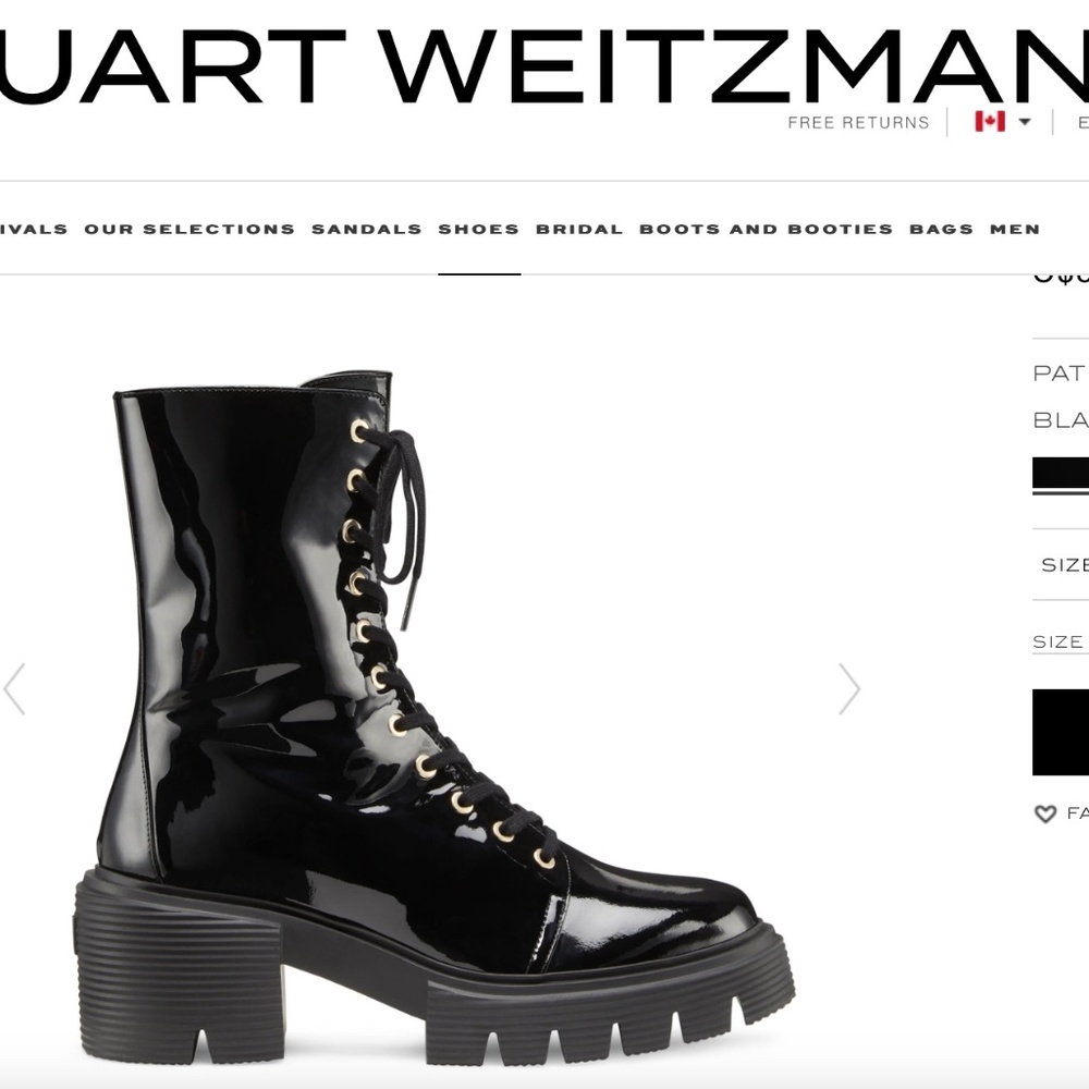 Stuart Weitzman Soho Black Patent Bootie NWOT 8